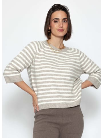 SASSYCLASSY Gestreiftes Strickoberteil in Taupe