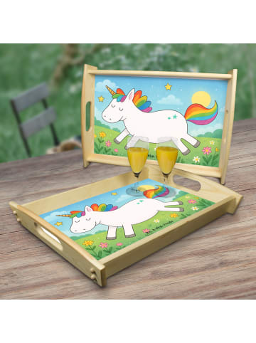 Mr. & Mrs. Panda Serviertablett Einhorn Happy Design ohne Spruch in Weiß