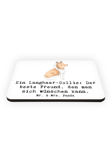 Mr. & Mrs. Panda Magnet Langhaar Collie Freund mit Spruch in Weiß