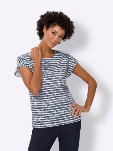 Sieh an! Kurzarmshirt in marine-ecru-geringelt