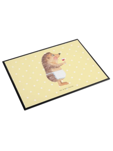 Mr. & Mrs. Panda Schreibunterlage Igel Wein ohne Spruch in Gelb Pastell