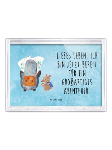 Mr. & Mrs. Panda Bilderrahmen Pinguin & Maus Wanderer mit Spruch in Eisblau