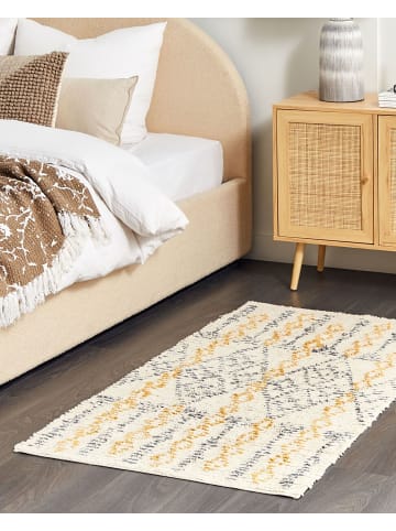 Beliani Kurzflor KADAPA in Beige/Gelb/Schwarz - (W) 80 x (H) 1.4 x (L) 150 cm