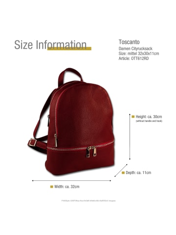 Toscanto Leder Cityrucksack Toscanto Tasche dunkelrot ca. 32cm