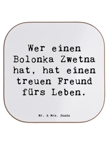 Mr. & Mrs. Panda Glasuntersetzer Spruch Bolonka Zwetna mit Spruch in Weiß