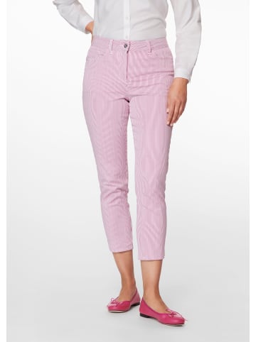 MADELEINE Fein gestreifte Jeans in weiß / leuchtpink