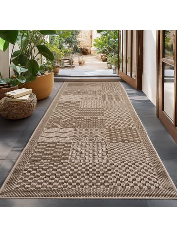 KADIMA DESIGN Teppich In-/Outdoor Flachgewebe Karomuster Polypropylen Küche in Beige