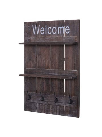 MCW Wandgarderobe C89 Welcome im Shabby-Look, Braun, shabby