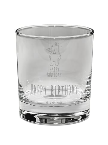 Mr. & Mrs. Panda Whiskey Glas Bär Geburtstag mit Spruch in Transparent