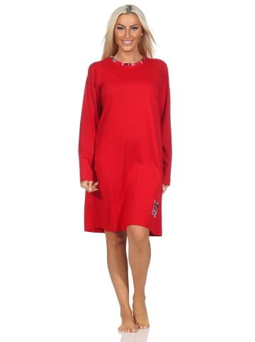 NORMANN Langarm Nachthemd Tiermotiv - 87577 in rot
