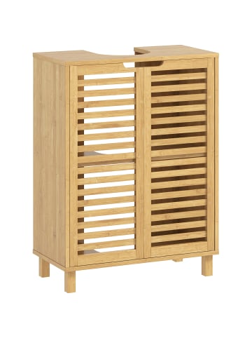 HOMCOM Waschbeckenunterschrank-60L x 30B x 80H cm-Naturholz