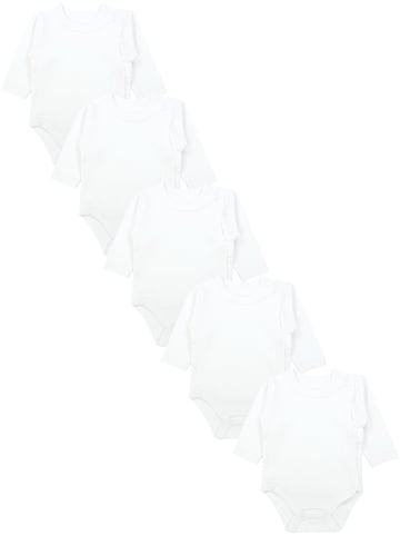 TupTam Unisex Baby Wickelbody Langarm 5er Set in weiß