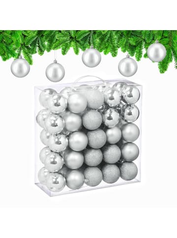 relaxdays 50-tlg. Weihnachtskugeln Set in Silber