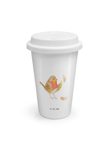 Mr. & Mrs. Panda To Go Becher Rotkehlchen Federn ohne Spruch in Weiß