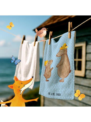 Mr. & Mrs. Panda Kinderhandtuch Bären mit Hut ohne Spruch in Blau Pastell