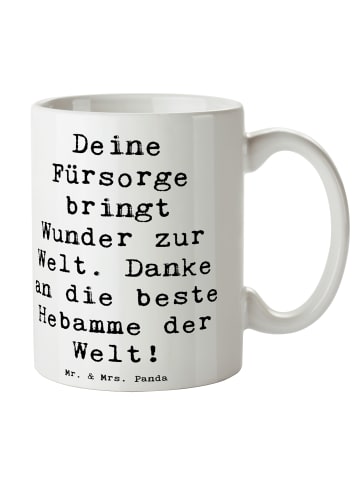 Mr. & Mrs. Panda Kaffeetasse Spruch Beste Hebamme mit Spruch in Weiß