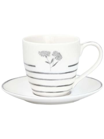 Greengate Espresso Tasse SABINE mit Untertasse mit grauen Blumen