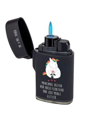 Mr. & Mrs. Panda Feuerzeug Einhorn Traurig mit Spruch in Schwarz