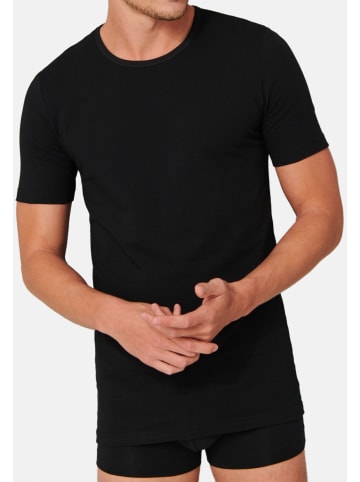 Schiesser Unterhemd / Shirt Kurzarm 95/5 Cotton in Schwarz