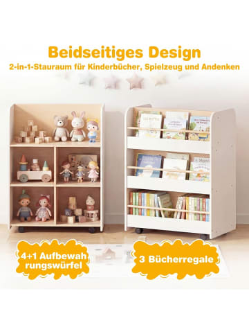 COSTWAY Bücherregal Kinder doppelseitig 62,5 x 40 x 83 cm in Weiß