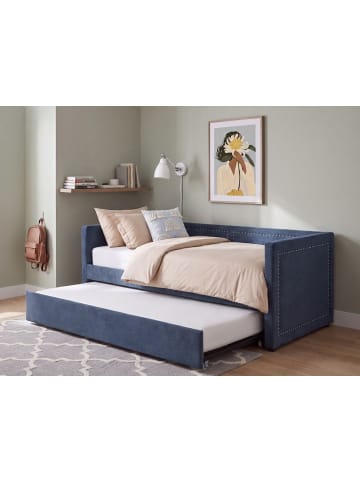 Beliani Tagesbett MIMIZAN in Blau - (W) 100 x (H) 76 x (L) 220 cm