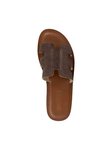 Les Tropéziennes par M Belarbi Flache Sandalen aus Emia Suede Leder Braun