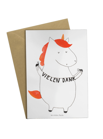 Mr. & Mrs. Panda Klappkarte Einhorn Dankeschön ohne Spruch in Weiß