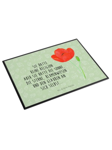 Mr. & Mrs. Panda Tischunterlage Blume Mohnblume mit Spruch in Blattgrün