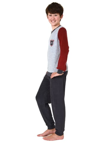 NORMANN Frottee Pyjama langarm Schlafanzug Bündchen - 65478 in dunkelgrau