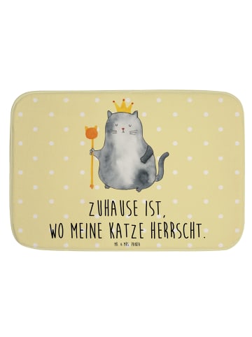 Mr. & Mrs. Panda Duschvorleger Katze König mit Spruch in Gelb Pastell