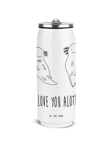 Mr. & Mrs. Panda Trinkflasche Edelstahl Axolotl Liebe mit Spruch in Weiß