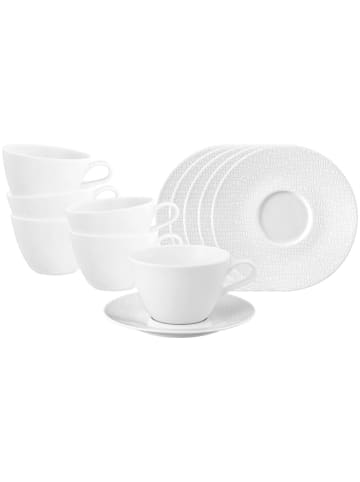 Seltmann Weiden 6er Set Milchkaffeetassen mit Untertassen Life Fashion 370 ml in Luxury White