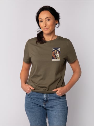 wat? Apparel T-Shirt Tarot The Lovers in Khaki