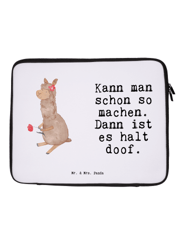 Mr. & Mrs. Panda Notebook Tasche Alpaka Blume mit Spruch in Weiß