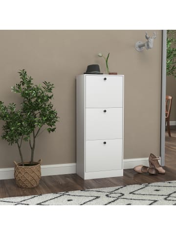 HOMCOM Schuhschrank-47L x 28B x 115H cm-Weiß