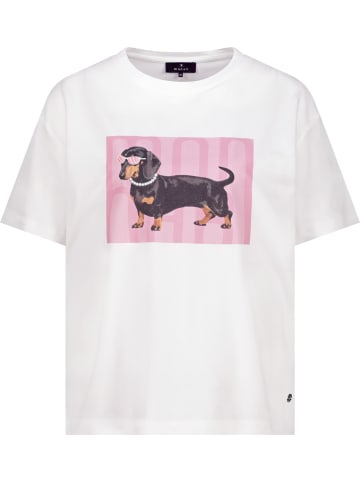 monari T-Shirt mit Dackel-Motiv und Strasssteinen in Offwhite
