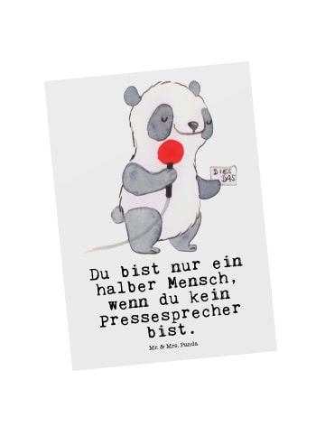 Mr. & Mrs. Panda Postkarte Pressesprecher Herz mit Spruch in Weiß