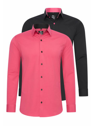 Rusty Neal 2er Set Business Hemd in 2erSet-(44_Pink)(44_Schwarz/Pink)
