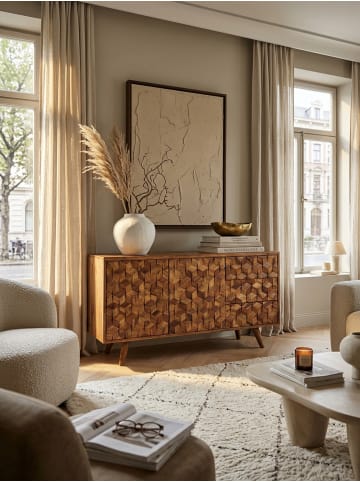 KADIMA DESIGN Sideboard 138x76x45 cm Massivholz Anrichte mit Türen &