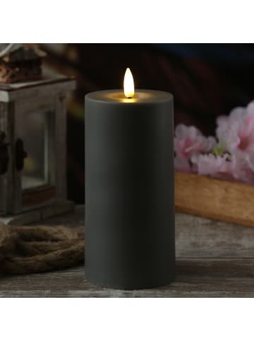 MARELIDA LED Kerze für Innen/Außen Outdoorkerze H: 17,5cm in grau
