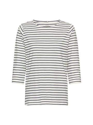 Camel Active 3/4-Arm T-Shirt mit Seitenschlitzen in Nachtblau gestreift