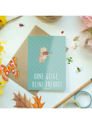 Mr. & Mrs. Panda Klappkarte Geige Freude mit Spruch in Meeresbrise