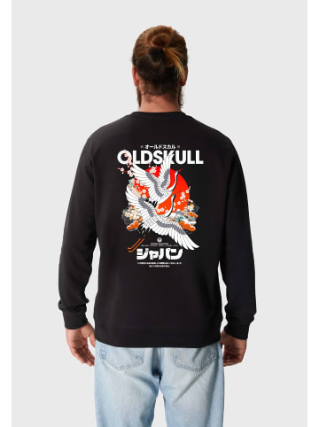 OLDSKULL Sweatshirt Asian Crane Beauty Logo Graphic in Black