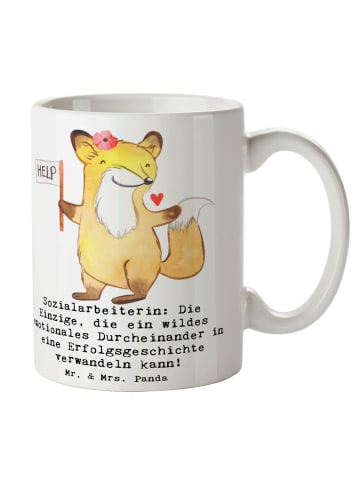 Mr. & Mrs. Panda Kaffeetasse Sozialarbeiterin Erfolg mit Spruch in Weiß