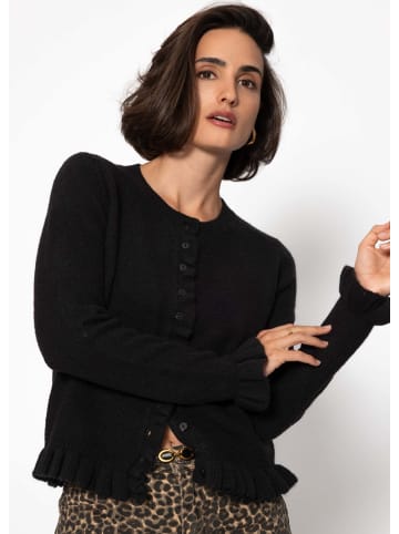SASSYCLASSY Cardigan mit Rüschen in Schwarz