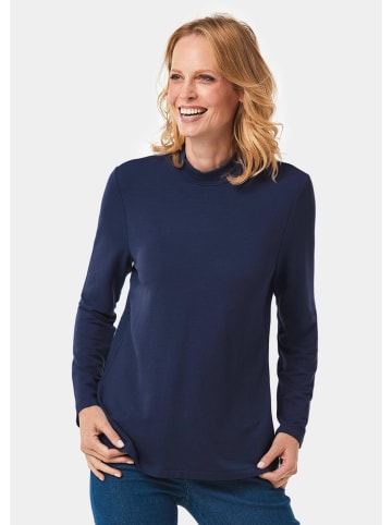GOLDNER Kurzgröße:  Stehbundshirt Stehkragenshirt mit Langarm in marine
