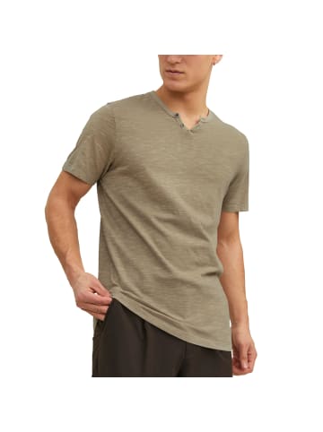Jack and Jones 1er Pack JJESPLIT Neck Tee SS in Beige