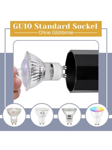 ZMH Deckenleuchte 1-flammige GU10 in Schwarz sechseckig Vintage Metall Flurlampe