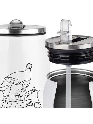 Mr. & Mrs. Panda Trinkflasche Fuchs  Schlittschuhe mit Spruch in Weiß
