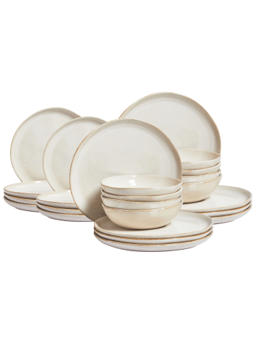 Beliani 24-tlg Tafelservice HOPS in Beige
